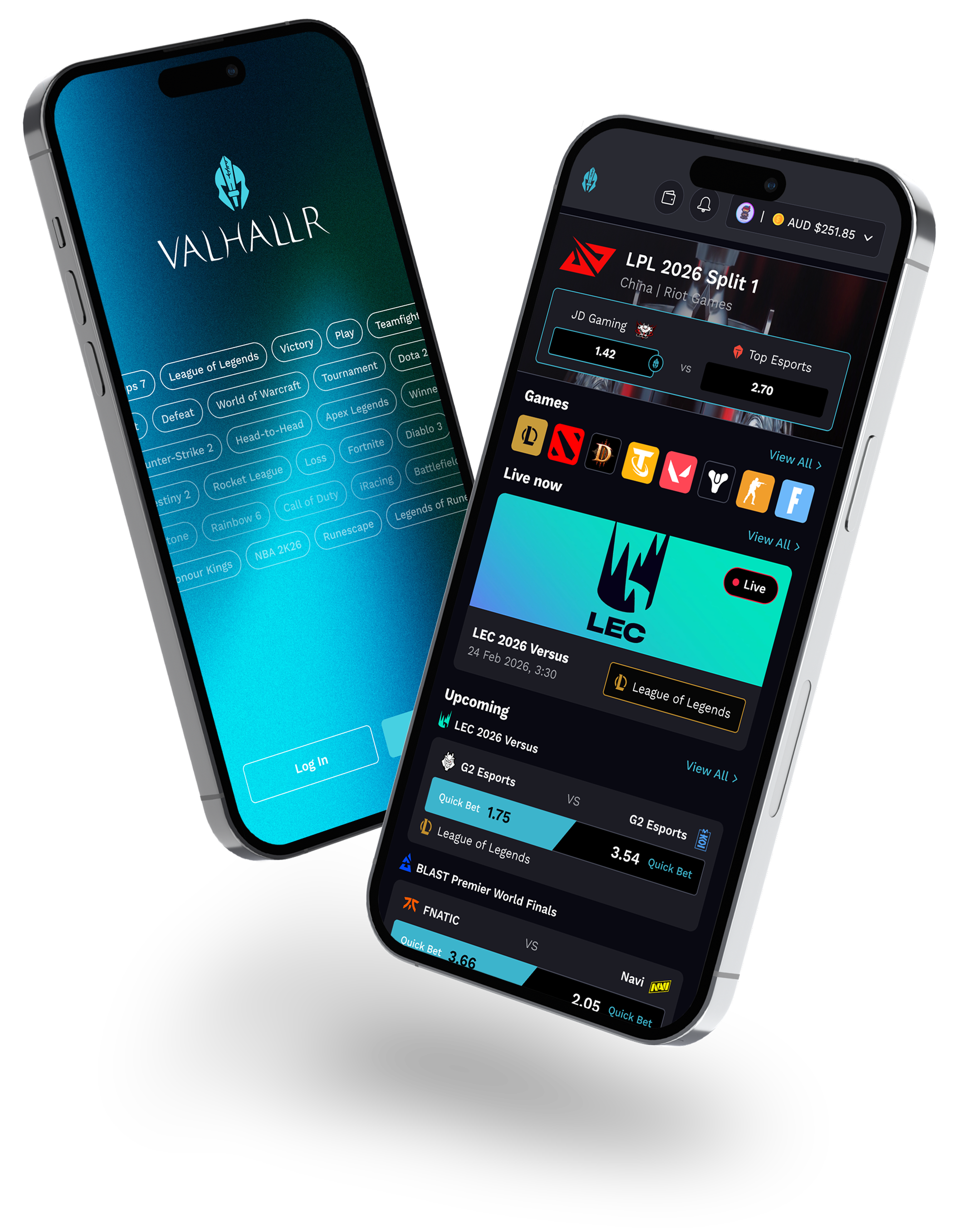 Valhallr app mockup